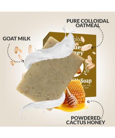 Oatmeal Honey Goat's Milk Soap Bar - 4 oz Natural Bar for Itchy Skin, Eczema, Psoriasis, Made in USA - Calming Colloidal Oatmeal Face Cleanser & Body Wash - Buy Online on SooperMarket.com