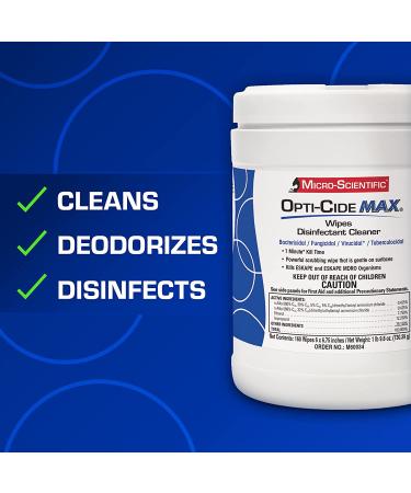 Micro-Scientific Opti-Cide Max Disinfecting Wipes (2 Pack) - 320 Hospital Grade EPA Registered Wipes - Buy Online on SooperMarket.com
