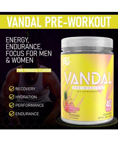 VNDL Pre Workout Powder for Men & Women- Enjoy a Clean Energy Boost with No Sugar Featuring L-Citrulline & L-Tyrosine for Improved Endurance- Nootropic Formula in Pink Paradise Flavor - 40 Servings - Buy Online on SooperMarket.com