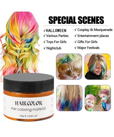 Kids Temporary Hair Color Wax Set - Perfect Gift for Girls, Ages 4-9 | Cosplay, Birthday Parties, Halloween, Christmas - 4 Colors (Red, Orange, Blue, Green) - Buy Online on SooperMarket.com