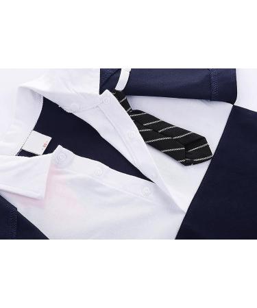 AmzBarley Baby Boys Navy Tuxedo Romper Suit | 18-24 Months | Kids Gentleman Outfit with Shirt, Pants, Vest, and Bowtie - Buy Online on SooperMarket.com