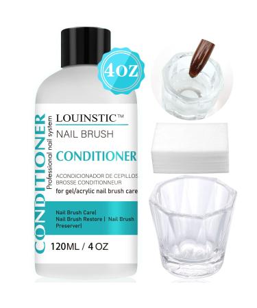 LOUINSTIC Acrylic Nail Brush Cleaner - Quickly Clean Gel/Acrylic Nail Brushes  Paint Brushes  Airbrushes  Art Tools  Nail Brush Cleaner Conditioner Preserver and Restorer 4 OZ