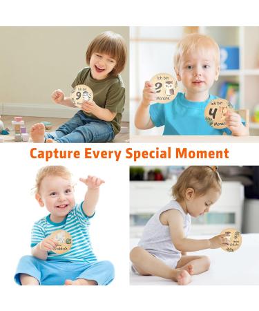 Funmo 15-Piece Baby Monthly Milestone Cards Double Sided Wooden Prop for Newborn Photography and Birth Announcements - Buy Online on SooperMarket.com