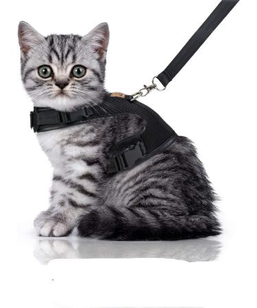 Bella & Balu Cat harry including a leash - shattered and robust breast dishes with soft inner lining and breathable mesh - for carefree walking (S black) S black
