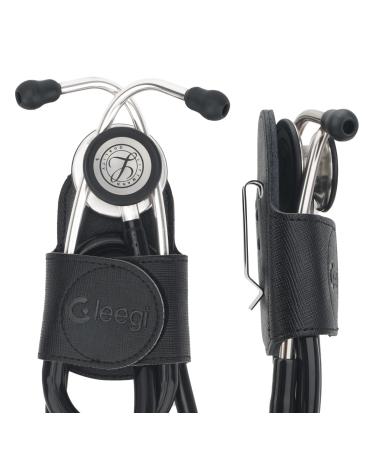 Stethoscope Holder Clip Genuine Leather Stethoscope Holster Clip On Waist Belt Fit All Models: ADC MDF Adscope Littmann for Physicians Nurses EMT Medical Nursing Students