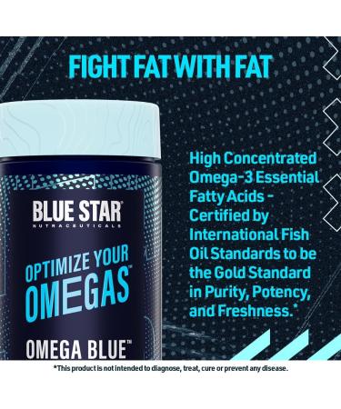 Blue Star Nutraceuticals OMEGA BLUE - Omega-3 Essential Fatty Acids w/Vitamin E | High Concentrated and Lab Tested | Support Good Health Cognitive Function Skin and Hair - 90 Softgels - Buy Online on SooperMarket.com