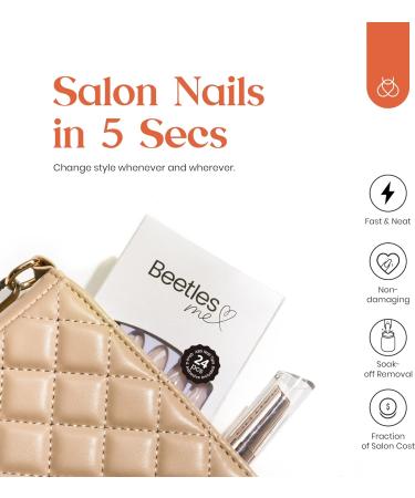 Beetles Press On Nails Classic Swirl - 24PCS Full Cover White Nude Fake Nails for Women | Glue-on & Stick on Nails with Glue and File - Gift for Girls - Buy Online on SooperMarket.com