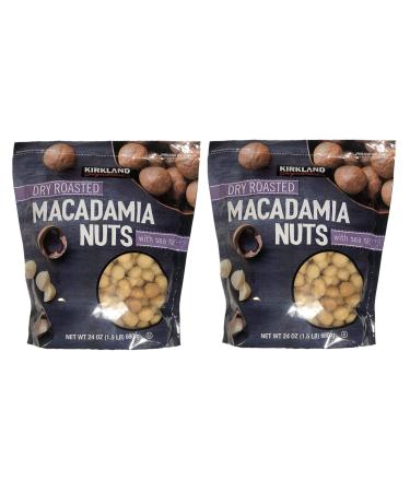 Kirkland Signature Dry Roasted Macadamia Nuts with Sea Salt, Resealable Bag (48 Ounce (Pack of 2, 24 OZ Each Pack))