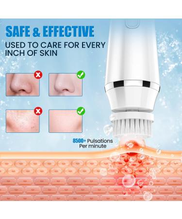 4 in 1 Facial Cleansing Brush - Electric Face Spin Brush with 4 Replacement Heads for Cleaning Exfoliating Massaging (White) - Buy Online on SooperMarket.com