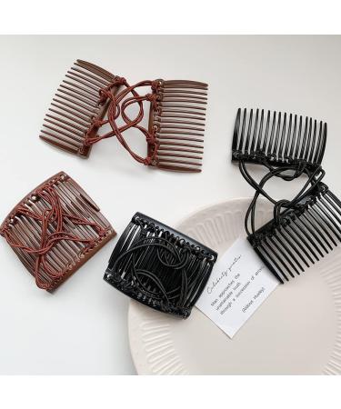 2 Pcs Plastic Double Hair Combs Adjustable Elastic Hair Comb Easy Hair Bun Comb Stretchy Double Comb Hair Clip for Curly Thick Wavy Hair - Buy Online on SooperMarket.com