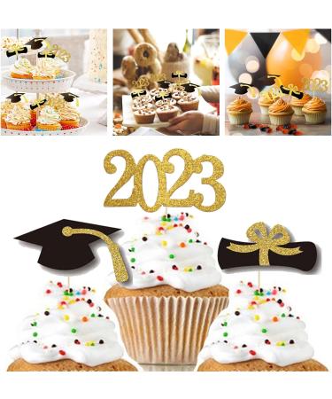 48pcs 2023 Graduation Cupcake Toppers Baking Decoration Exquisite Grad Cap Set Appetizer Picks For Graduation Party Graduation Toppers 2023 - Buy Online on SooperMarket.com