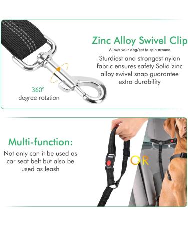elloLife Dog Seat Belts for Car 2-in-1 Headrest Restraint Puppy Safety Adjustable Dog Car Seatbelts and Strong Leash Leads Accessories for Dogs Cats Pets Black 1 PACKS BLACK - Buy Online on SooperMarket.com