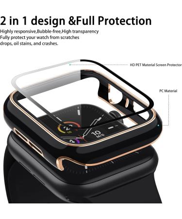 Lovrug 2 Pack Apple Watch Case 40mm SE/Series 6/5/4 - Tempered Glass Screen Protector - Ultra-Thin Bumper - Full Coverage iWatch Cover (Pink/Black) - Buy Online on SooperMarket.com