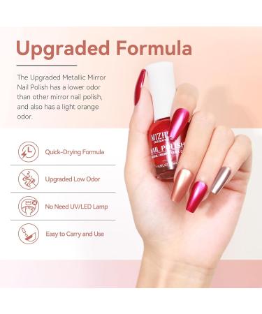 MIZHSE Chrome Nail Polish - Long-Lasting Rose Gold Mirror Effect Quick-Dry Reflective Nail Color for Stunning Nail Art - 0.53oz Premium Quality - Buy Online on SooperMarket.com