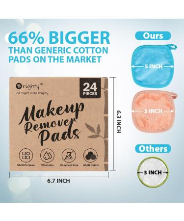 Orighty Reusable Makeup Remover Pads 24 Pack Microfiber Makeup Remover Cloths Cotton Rounds Eco-friendly Face Pads for All Skin Types Makeup Wipes for Facial Cleansing Ideal Gift for Women 5 x 5  - Buy Online on SooperMarket.com