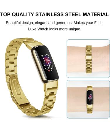 KOREDA Fitbit Luxe Bands Set - 2 Pack Stainless Steel Metal + Mesh Woven Strap Replacement for Fitbit Luxe Fitness Tracker (Champagne Gold) - Buy Online on SooperMarket.com