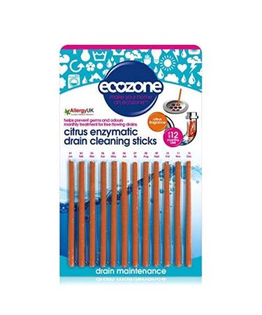 12 Drain Maintain Fragranced Enzyme Cleaning Plughole Sticks Citrus Fresh