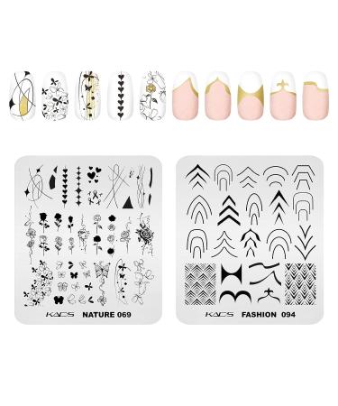 KADS Nail Stamping Plate Set - French Summer Flower Flamingo Rose Design with Stamper and Scraper - Buy Online on SooperMarket.com
