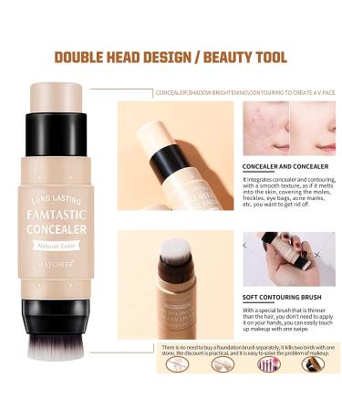 ONLYOILY 2 Pcs Contour & Highlighter Stick Set with Brush | Longwear Foundation & Bronzer | Smooth & Easy Blending Face Makeup - Buy Online on SooperMarket.com