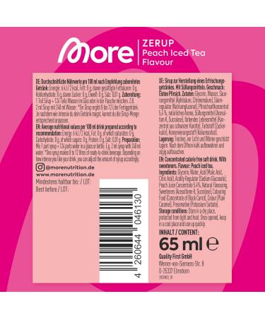 Buy More Zerup Peach Iced Tea | Sugar-Free Syrup with Real Fruit Extracts | Vegan & Zero Calories | 4x65ml | Makes 32L | Made in Germany - Buy Online on SooperMarket.com