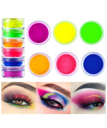 Neon Pigment Eyeshadow Powder - 6 UV Glow Colors for Bold Makeup | FindinBeauty Christmas Face & Body Art - Buy Online on SooperMarket.com