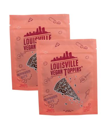 Louisville Vegan Jerky - Toppins' Pepperoni Bits, Vegetarian & Vegan-Friendly Jerky, 6 Grams of Protein (3 oz, 2-Pack)