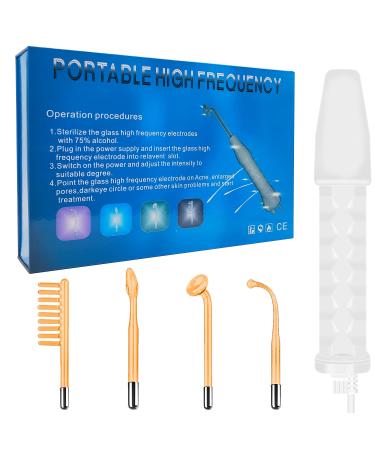 High Frequency Facial Wand - TUMAKOU Portable High Frequency Facial Skin Machine - with 4 Glass Tubes