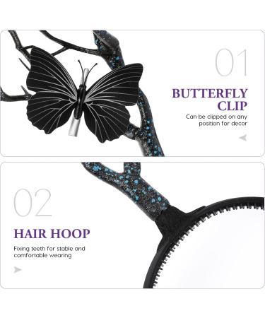 minkissy Womens Headbands Antler Headband Tree Branches Headdress with Butterflies Halloween Deer Horn Cosplay Costume Hair Accessory for Women Womens Hair Accessories Black - Buy Online on SooperMarket.com