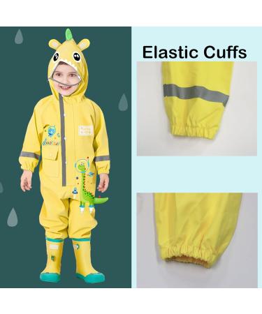 Fewlby Kids Puddle Suit Rain Suit Waterproof Hooded Raincoat L Size 4-5 Years Light Yellow - Buy Online on SooperMarket.com