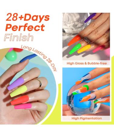 Modelones Neon Gel Nail Polish - 6 Colors Gel Polish Hot Pink Orange Bright Nail Polish Gel Neon Yellow Green Purple Gel Nail Kit Popular Nail Art DIY Manicure Gifts for Women DIY Salon - Buy Online on SooperMarket.com
