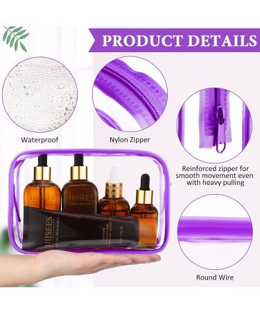 12-Piece Clear PVC Zippered Cosmetics Bag Set - Waterproof Toiletry Carry Pouch for Makeup - Purple Medium - Buy Online on SooperMarket.com