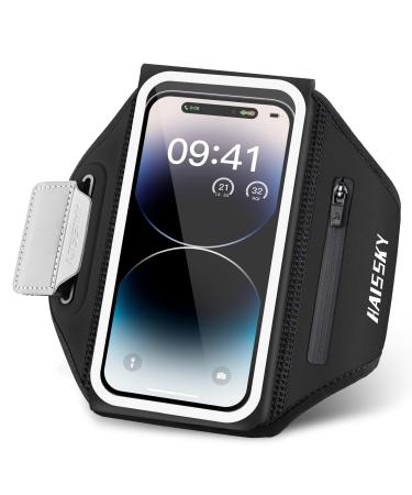 Sports hardship mobile phone universal cell phone holder jogging with headphones bag running bracelet for iPhone 14 Pro Max/14 Pro/12/11 Galaxy S23 Ultra/S22 cell phone pocket for jogging running up to 6.8 "Black - B