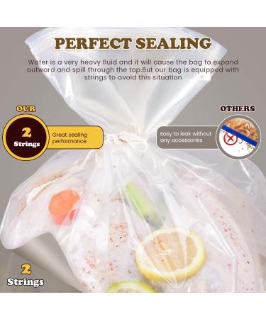 2 Pack Extra Large Turkey Brining Bags with Double Zippers - 35 lb Capacity, Includes Strings and Clips - Ideal for Turkey, Chicken, Beef, Pork - Buy Online on SooperMarket.com