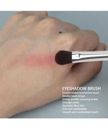 Slanted Eyebrow Brush Professional Double Ended Ergonomic Silver Portable 2pcs Eyeshadow Brush Makeup for Party - Buy Online on SooperMarket.com