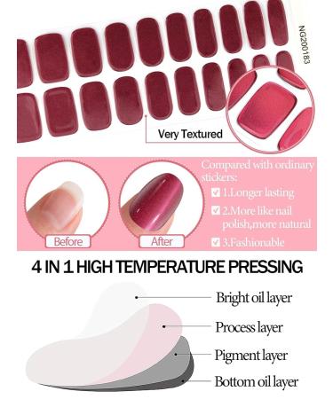 Kalolary Red Gel Nail Strips for Mother s Day | Glaze Brown Full Wrap Nail Polish Stickers | Aurora Nail Wraps | Long-Lasting Salon Quality | Includes Nail File & Wood Stick | UV/LED Lamp Required - Buy Online on SooperMarket.com