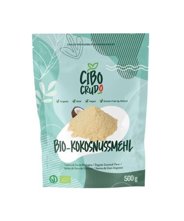 Coconut flour organic low carb for keto - 500g.Coconut flour without sugar and de -oiled.Cocos flour or Coconut Flour made of coconut.Gluten -free alternative.