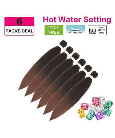 Xusuperb 30-Inch Pre-Stretched Braiding Hair - Ombre Brown 6 Pack | Soft Knotless Yaki Extensions for Easy Braids | Kanekalon Kunsthaar - Buy Online on SooperMarket.com