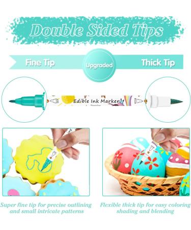 12Pcs Dual Sided Edible Food Colouring Pens | Food Grade Icing & Markers for Cakes, Cookies & Desserts - Buy Online on SooperMarket.com