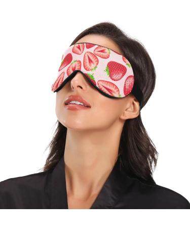 Haskirky Light Blocking Eye Mask for Men and Women - Breathable & Adjustable Travel, Yoga, Meditation, Office - Red Strawberry - Buy Online on SooperMarket.com