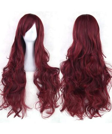 Lfmdjf 20colors 80cm Long Curly Hair Green Wigs Heat Resistant Synthetic Hair Accessories Party Black Wig for Women 32inches NC/4HL P4/30