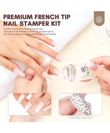 Saviland Nail Stamp Set - French Nail Art Stamper Kit with Silicone Tools for DIY Manicure - Perfect for Nail Polish & Tips - Buy Online on SooperMarket.com