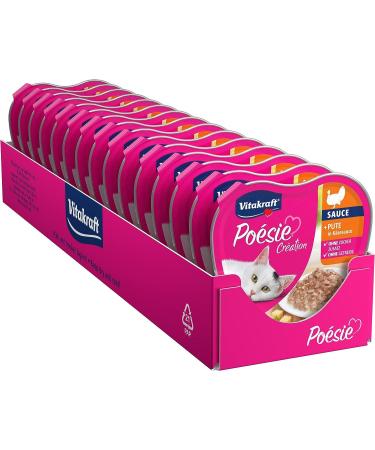 Vita power Po sie Cr ation cat food wet cat food with turkey in cheese sauce snacks in fine sowing for adult cats without adding sugar and cereals (15x 85g)