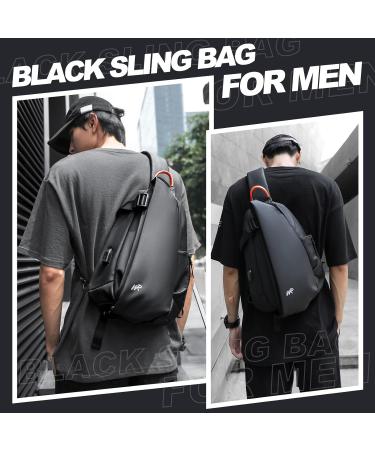 Anti-Theft Crossbody Sling Bag for Men Women Small Backpack One Shoulder Bag Chest Bag Sling Backpack Water Resistant Black-large (Magnetic Strap Buckle) - Buy Online on SooperMarket.com