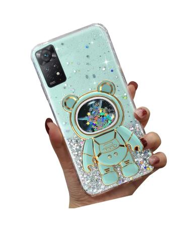 Tivenfezk Nadoli for Xiaomi Redmi Note 11 Treibsand B r Astronaut Hidden Stand Shell caricature glitter astronaut stand soft silicone bling cell phone case transparent protective cover xiaomi redmi note 11 green