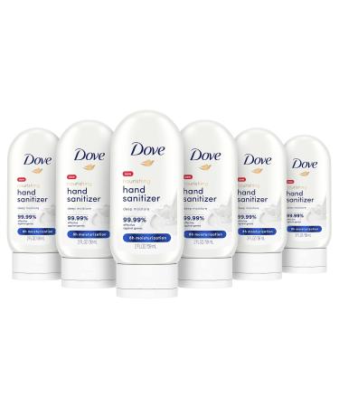 Dove Nourishing Hand Sanitizer 99.99 percent Effective Against Germs Deep Moisture Antibacterial Gel with 61 percent Alcohol and Lasting Moisturization For Up to 8 Hours 2 oz 6 Count Deep Moisture 2 Fl Oz (Pack of 6)