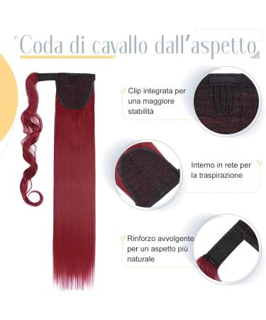 23-inch Dark Red Synthetic Clip-in Ponytail Extension | Straight Hairpiece - Buy Online on SooperMarket.com