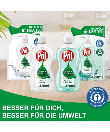 Pril Fragrance-Free Dishwashing Detergent 420 ml - Sensitive High Fat Cleaning Power Blue Angel Certified Refillable Pump - Buy Online on SooperMarket.com