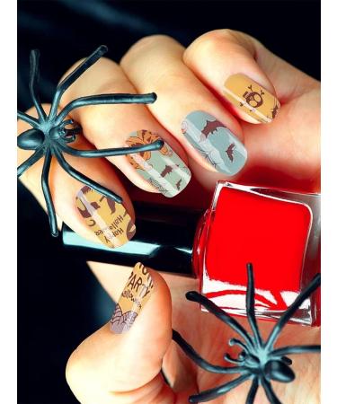 Kalolary Halloween Gel Nail Polish Stickers 20PCS Nail Adhesive Wrap Full Wraps Gel Nail Strips with Nail File and Stick for Halloween Nail Art Decor (UV/LED Lamp Required) (D) - Buy Online on SooperMarket.com