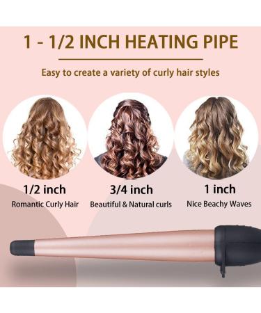 Duyfioa Professional Ceramic Hair Curling Wand 1-1/2 Inch with LCD Temperature Control - Black&Rose Pink - Buy Online on SooperMarket.com