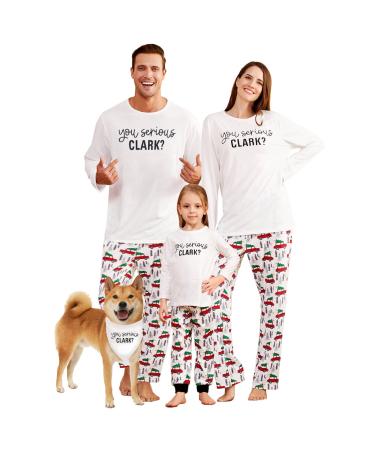 IFFEI Christmas Pyjamas Matching Family Pajamas Sets Xmas Pjs Letter Print Tops and Plaid Pants Sleepwear Nightwear for Women Men Kids Baby Pet Baby 9-12 Months White/Letter